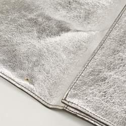 Pre Owned Yves Saint Laurent Silver Leather Belle De Jour Flap Clutch