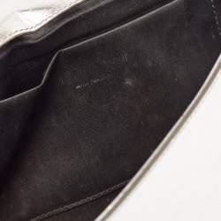 Pre Owned Yves Saint Laurent Silver Leather Belle De Jour Flap Clutch