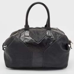 Pre Owned Yves Saint Laurent Black Leather and Patent Leather Easy Y Satchel
