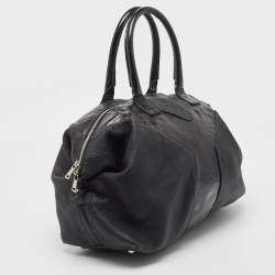 Pre Owned Yves Saint Laurent Black Leather and Patent Leather Easy Y Satchel