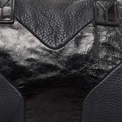 Pre Owned Yves Saint Laurent Black Leather and Patent Leather Easy Y Satchel