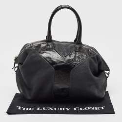 Pre Owned Yves Saint Laurent Black Leather and Patent Leather Easy Y Satchel