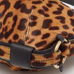 Pre Owned Yves Saint Laurent Black/Brown Leopard Print Calf Hair Hobo