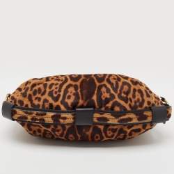 Pre Owned Yves Saint Laurent Black/Brown Leopard Print Calf Hair Hobo