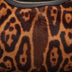 Pre Owned Yves Saint Laurent Black/Brown Leopard Print Calf Hair Hobo