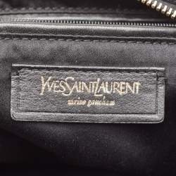 Pre Owned Yves Saint Laurent Black/Brown Leopard Print Calf Hair Hobo
