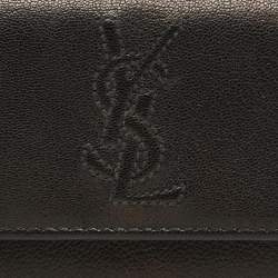 Pre Owned Yves Saint Laurent Black Leather Card Case