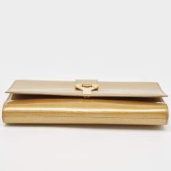 Pre Owned كلتش سان لوران باريس شيك جلد خضراء كبيرة