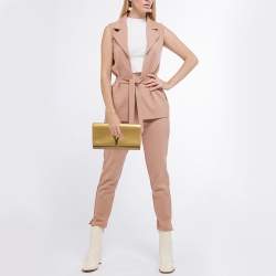 Pre Owned كلتش سان لوران باريس شيك جلد خضراء كبيرة