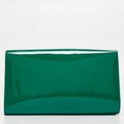 Pre Owned Yves Saint Laurent Green Patent Leather Belle De Jour Flap Clutch