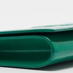 Pre Owned Yves Saint Laurent Green Patent Leather Belle De Jour Flap Clutch