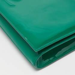Pre Owned Yves Saint Laurent Green Patent Leather Belle De Jour Flap Clutch