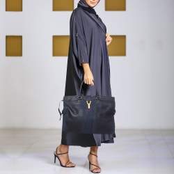 مملوكة مسبقًا Yves Saint Laurent Navy Blue Lizard Embossed Leather Large Cabas Chyc Tote