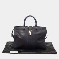 مملوكة مسبقًا Yves Saint Laurent Navy Blue Lizard Embossed Leather Large Cabas Chyc Tote