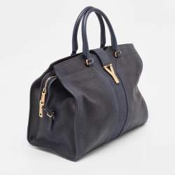 مملوكة مسبقًا Yves Saint Laurent Navy Blue Lizard Embossed Leather Large Cabas Chyc Tote