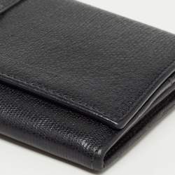 Pre Owned Yves Saint Laurent Black Leather Y Line Flap Continental Wallet