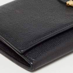 Pre Owned Yves Saint Laurent Black Leather Y Line Flap Continental Wallet