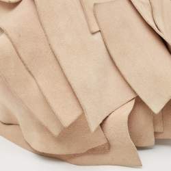 Pre Owned Yves Saint Laurent Light Beige Suede Small St. Tropez Double Horn Hobo