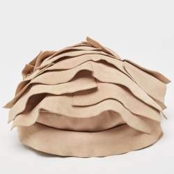 Pre Owned Yves Saint Laurent Light Beige Suede Small St. Tropez Double Horn Hobo