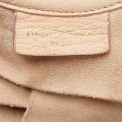 Pre Owned Yves Saint Laurent Light Beige Suede Small St. Tropez Double Horn Hobo