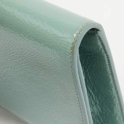 Pre Owned حقيبة كلتش سان لوران باريس بيل دي جور جلد لامع أخضر بقلاب