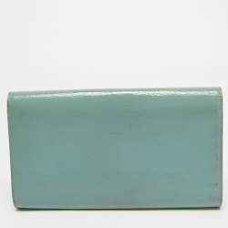 Pre Owned حقيبة كلتش سان لوران باريس بيل دي جور جلد لامع أخضر بقلاب