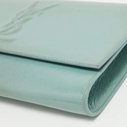 Pre Owned حقيبة كلتش سان لوران باريس بيل دي جور جلد لامع أخضر بقلاب