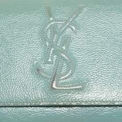 Pre Owned حقيبة كلتش سان لوران باريس بيل دي جور جلد لامع أخضر بقلاب