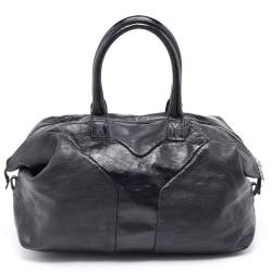 Pre Owned Yves Saint Laurent Black Leather and Patent Medium Easy Y Bag