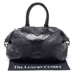 Pre Owned Yves Saint Laurent Black Leather and Patent Medium Easy Y Bag