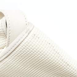 Yves Saint Laurent White Woven Embossed Leather Buckle Flap Messenger Bag