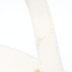 Yves Saint Laurent White Woven Embossed Leather Buckle Flap Messenger Bag