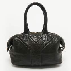 Pre Owned Yves Saint Laurent Black Leather Easy Y Boston Bag