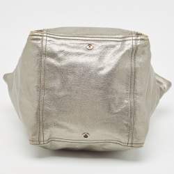 Pre Owned Yves Saint Laurent Metallic Leather Large Downtown Tote