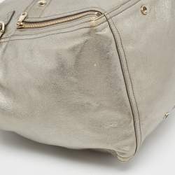 Pre Owned Yves Saint Laurent Metallic Leather Large Downtown Tote