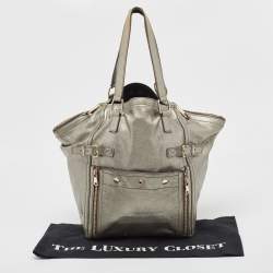 Pre Owned Yves Saint Laurent Metallic Leather Large Downtown Tote