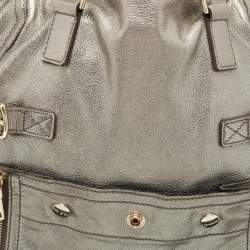 Pre Owned Yves Saint Laurent Metallic Leather Large Downtown Tote
