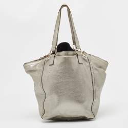 Pre Owned Yves Saint Laurent Metallic Leather Large Downtown Tote