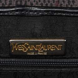 Pre Owned Yves Saint Laurent Black/Purple Coated Canvas and Leather Vintage Flap Crossbody Bag