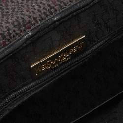 Pre Owned Yves Saint Laurent Black/Purple Coated Canvas and Leather Vintage Flap Crossbody Bag