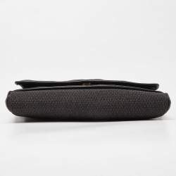 Pre Owned Yves Saint Laurent Black/Purple Coated Canvas and Leather Vintage Flap Crossbody Bag