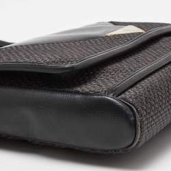 Pre Owned Yves Saint Laurent Black/Purple Coated Canvas and Leather Vintage Flap Crossbody Bag