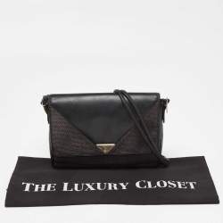 Pre Owned Yves Saint Laurent Black/Purple Coated Canvas and Leather Vintage Flap Crossbody Bag