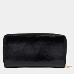 Yves Saint Laurent Black Patent Leather Belle De Jour Zip Around Wallet