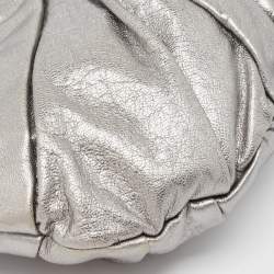 Yves Saint Laurent Metallic Leather Pleated Bow Hobo
