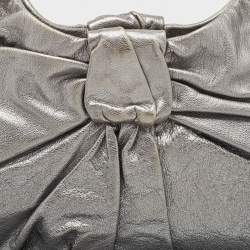 Yves Saint Laurent Metallic Leather Pleated Bow Hobo