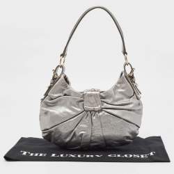 Yves Saint Laurent Metallic Leather Pleated Bow Hobo