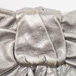 Yves Saint Laurent Metallic Leather Pleated Bow Hobo