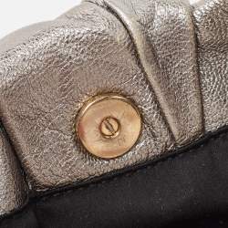 Yves Saint Laurent Metallic Leather Pleated Bow Hobo