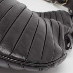 Pre Owned Yves Saint Laurent Black Leather Pleated Mombasa Hobo